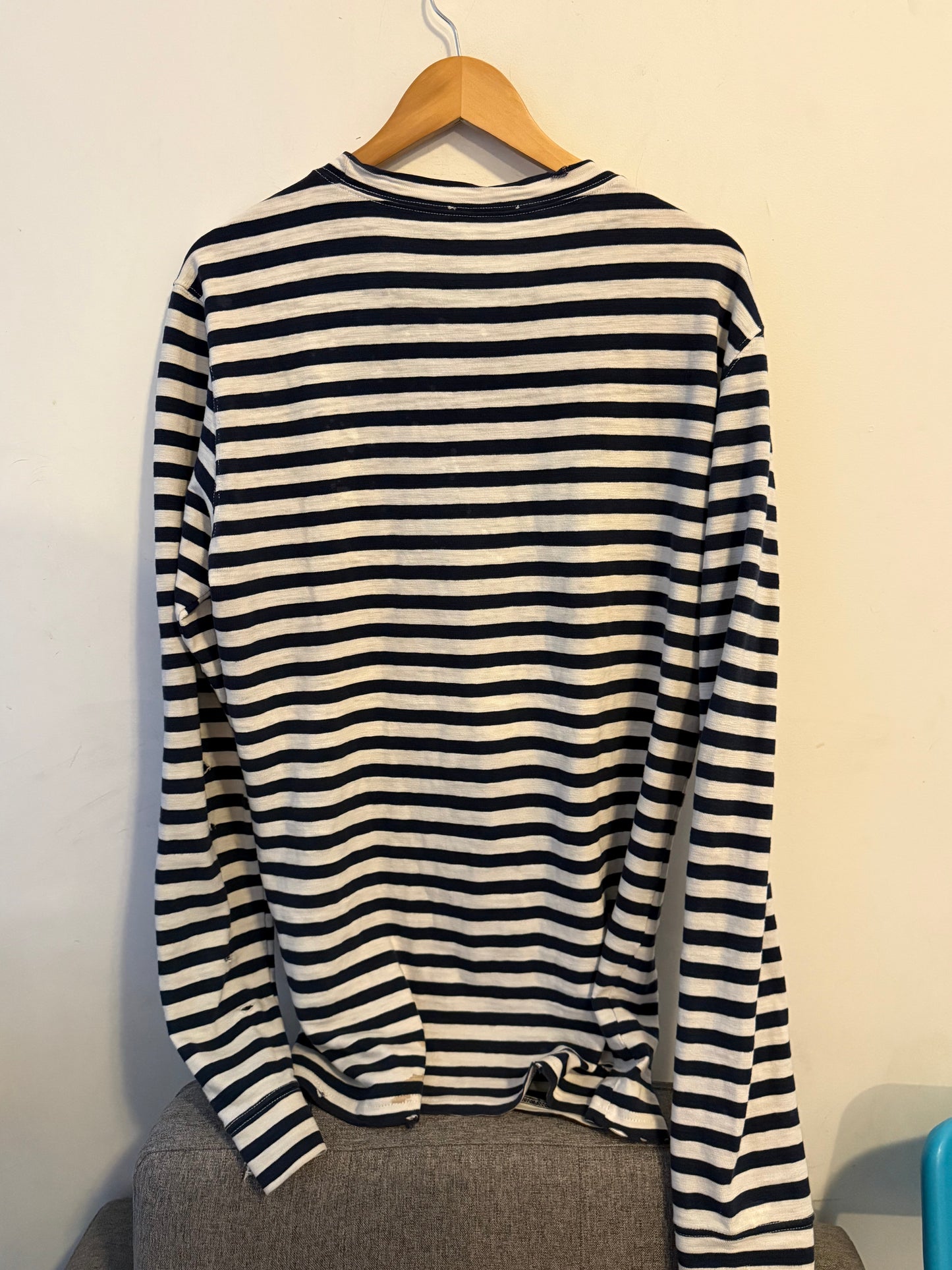 Balmain AW10 striped long sleeve shotgun sweater