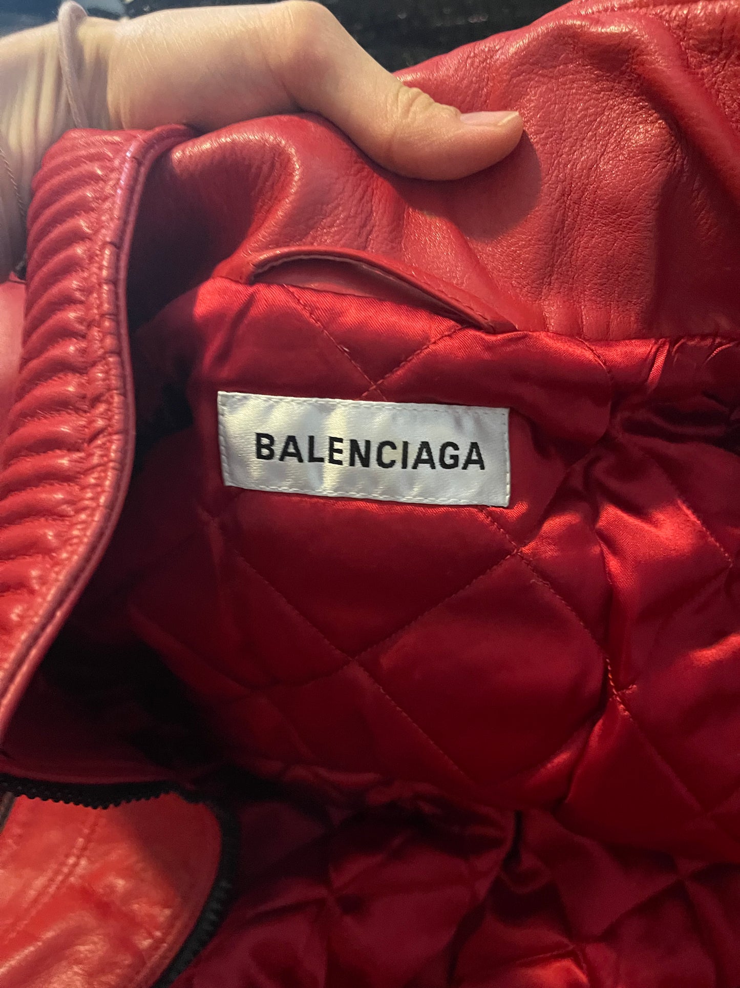 Balenciaga ss19 red moto leather jacket