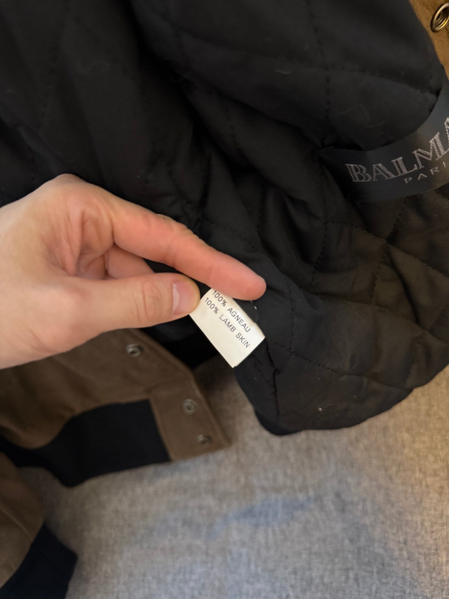 Balmain decarnin SS10 leather varsity jacket