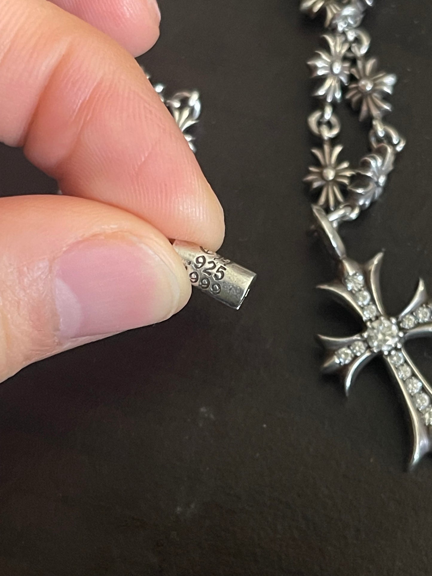 Chrome hearts Tiny E with Tiny Diamond Cross