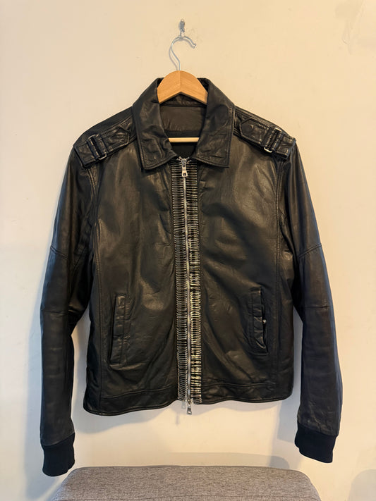 Balmain SS11 safety pin leather jacket sz 52