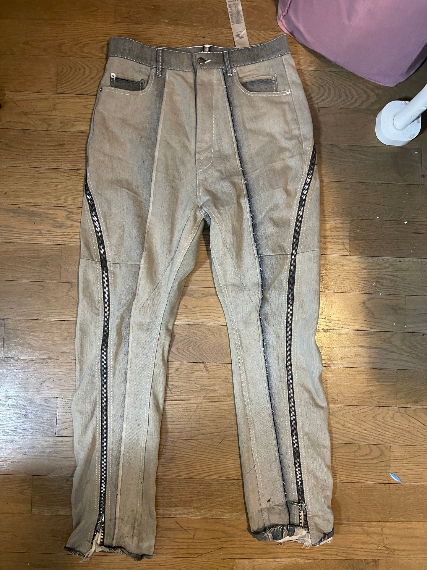 Rick Owens bolan fog machine banana cut hustler denims