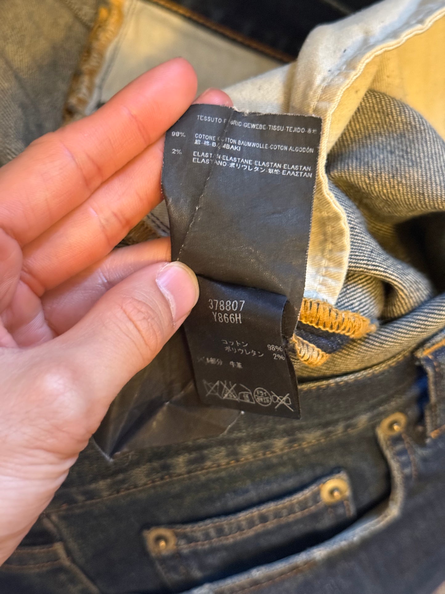Saint Laurent dark blue d09 raw hem denim