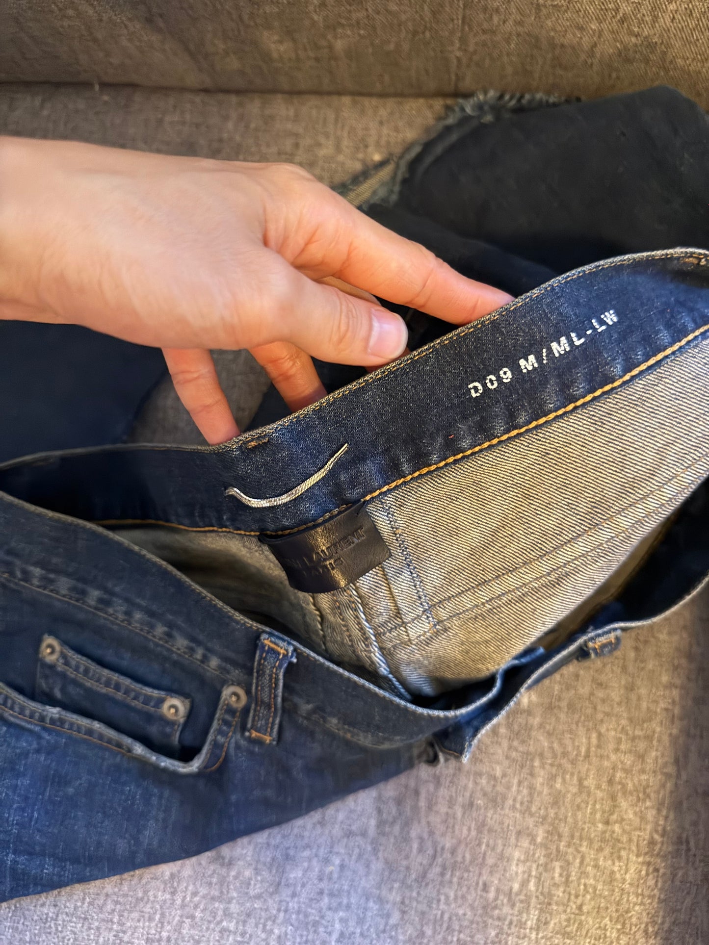 Saint Laurent dark blue d09 raw hem denim