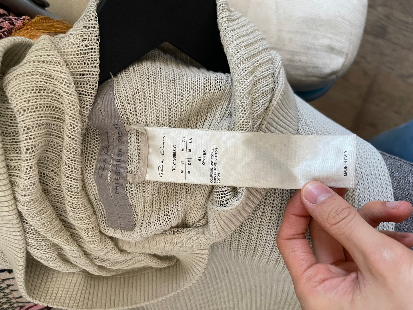 Rick Owens SS21 phleg ribbed hoodie scarf