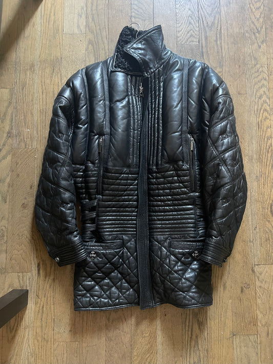 Versace FW1994 robotic leather mink fur puffer jacket