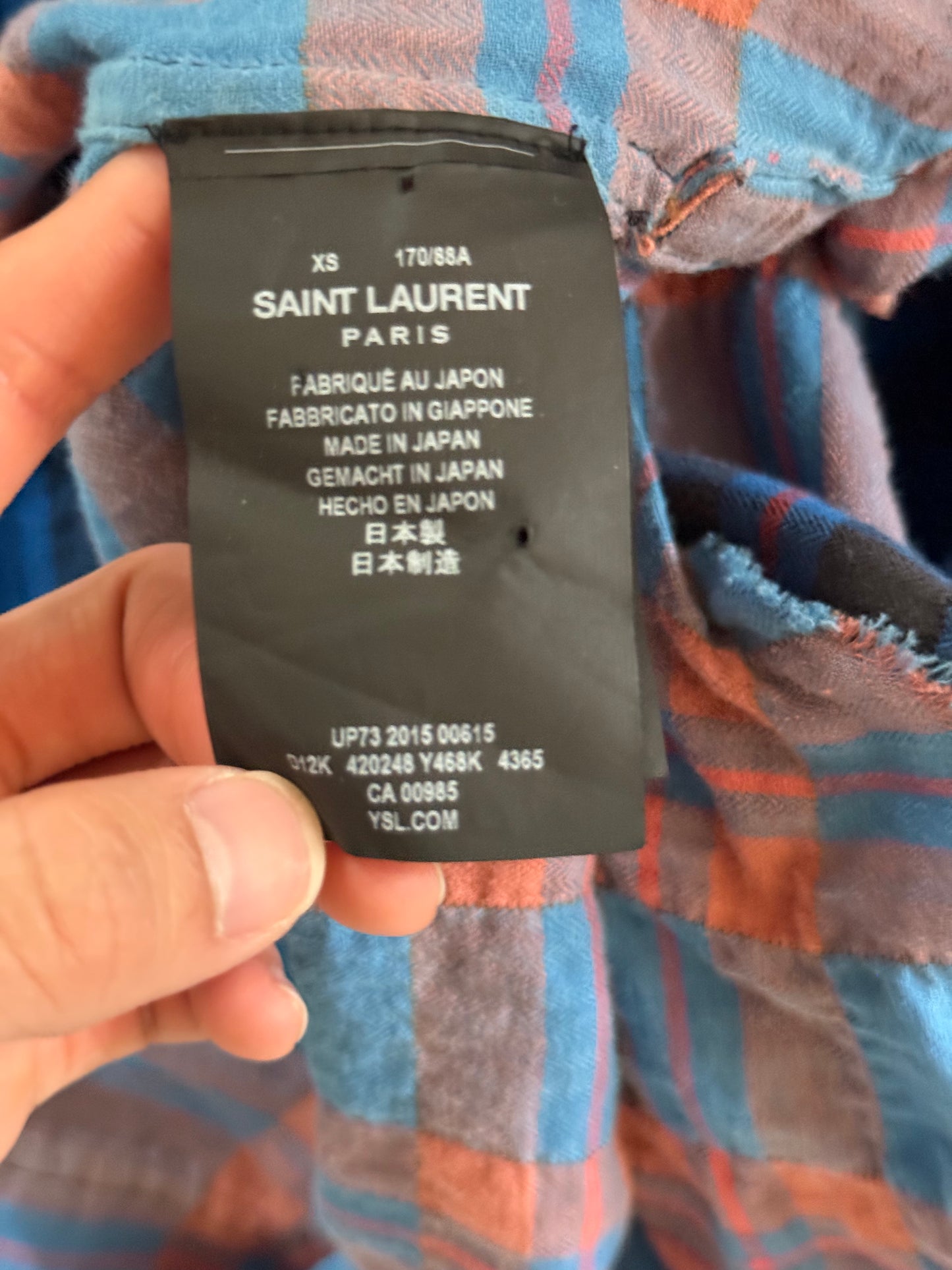 Saint Laurent FW15 bleached flannel elongated shirt