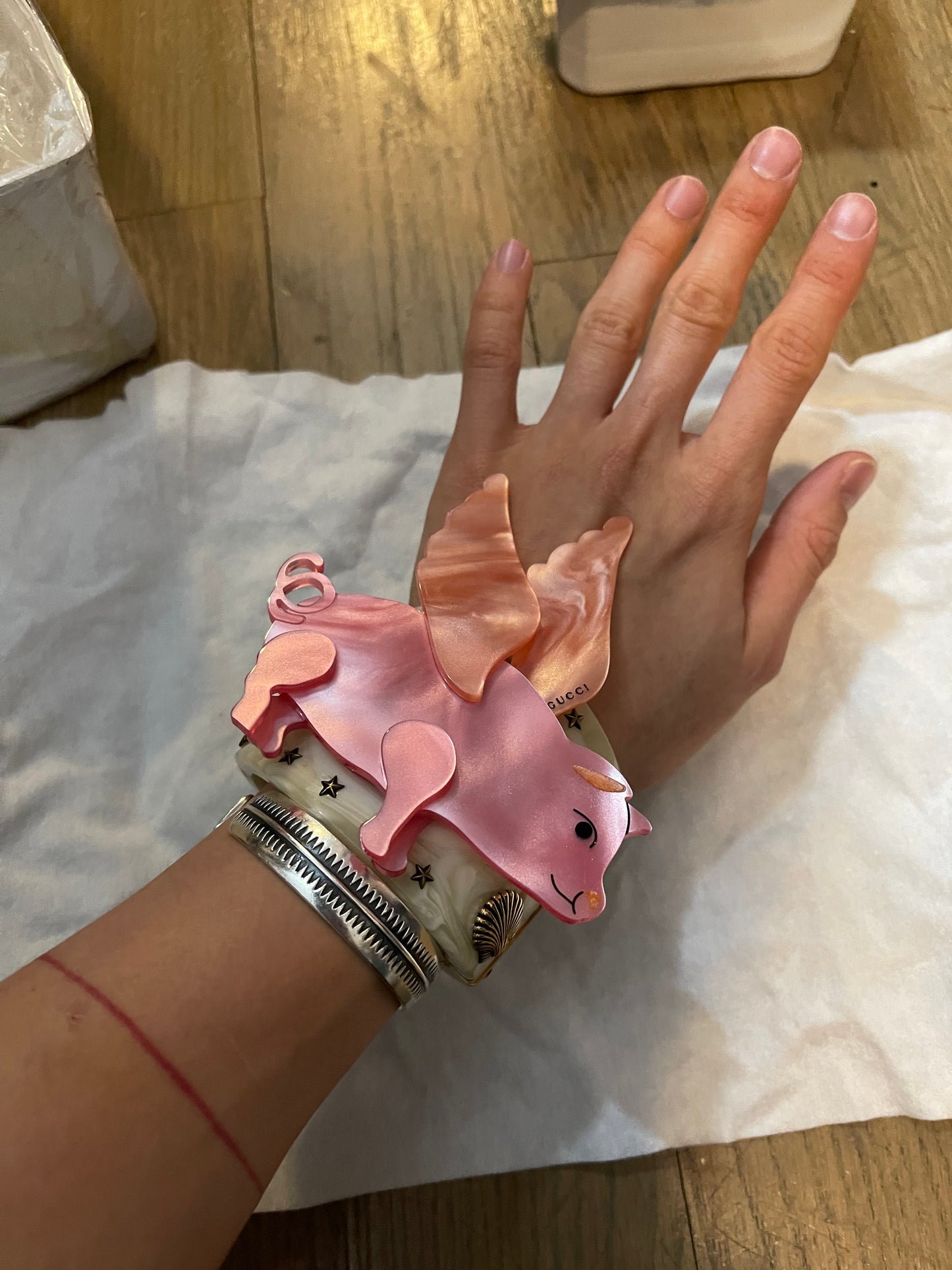Gucci Alessandro Michele pig printed marble bracelet