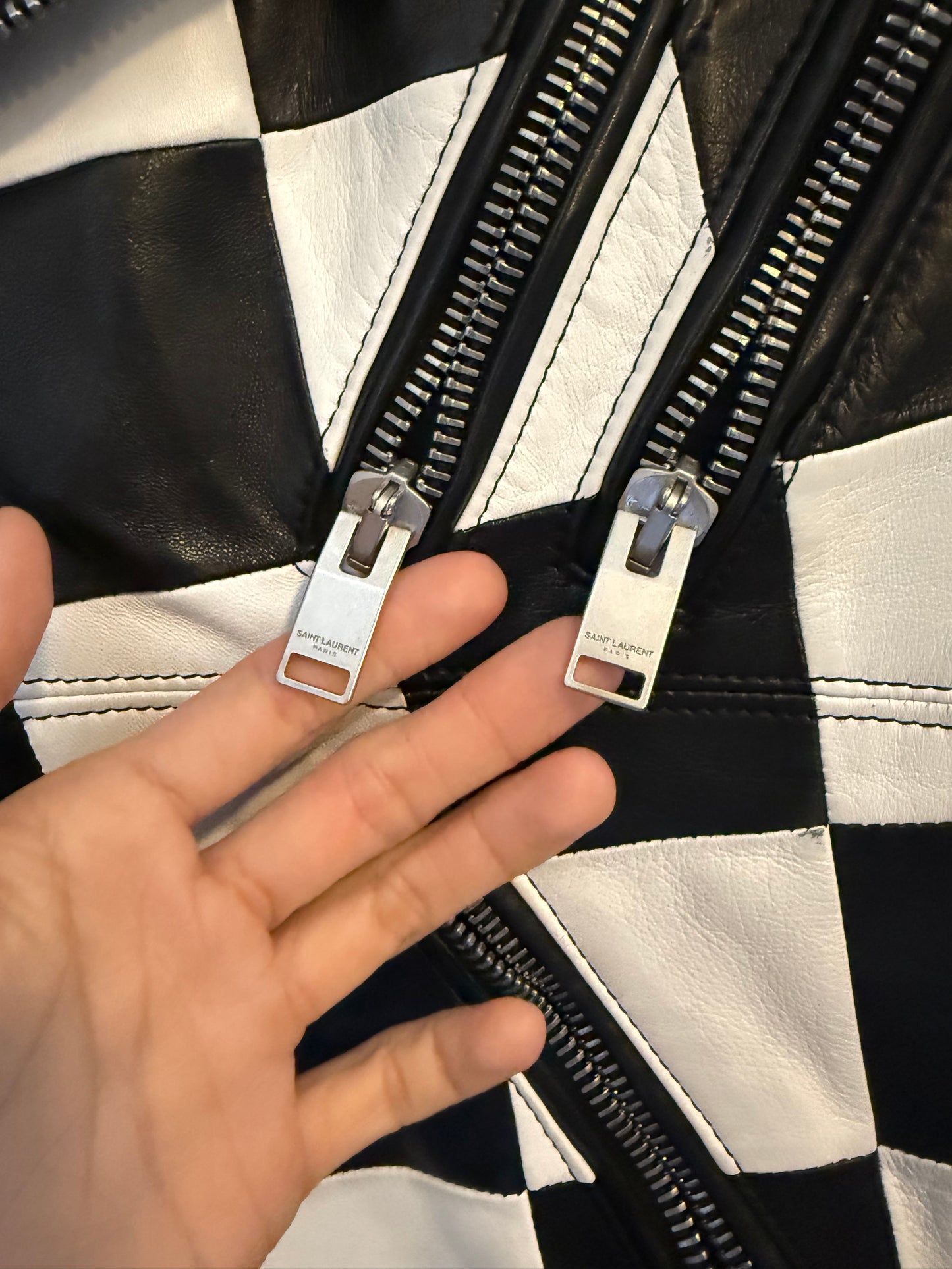 Saint laurent SS14 checkered damier multi zip jacket