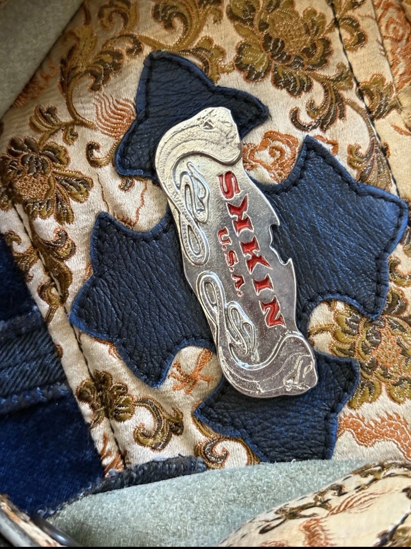 Skkin leather and denim vest. Size XS