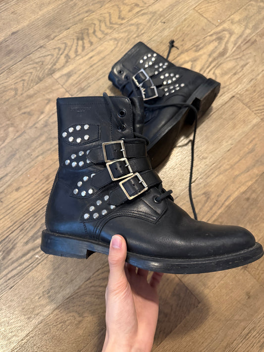 Saint Laurent buckle ranger boots
