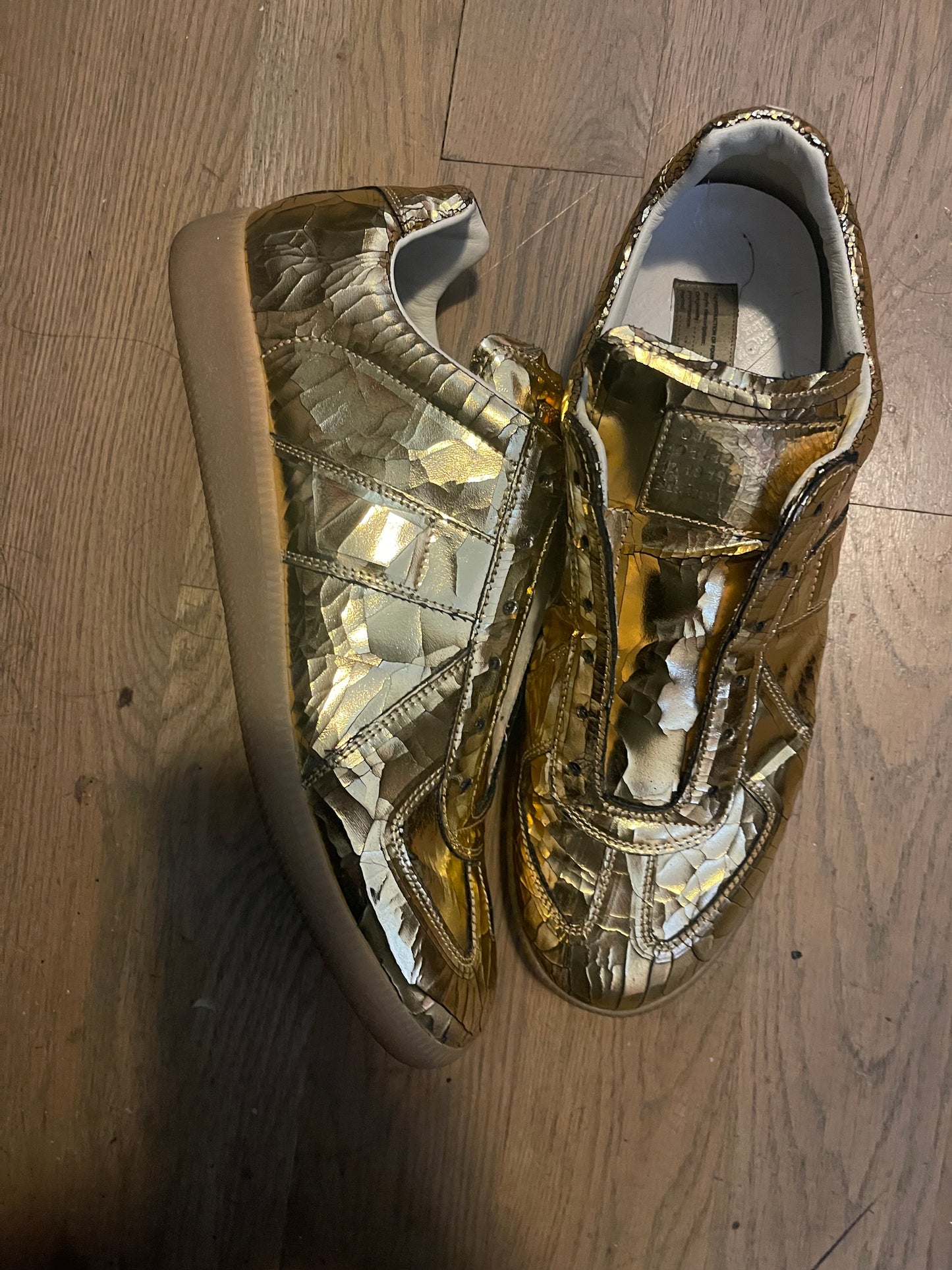 Maison Margiela gold replicas foil effect sneakers