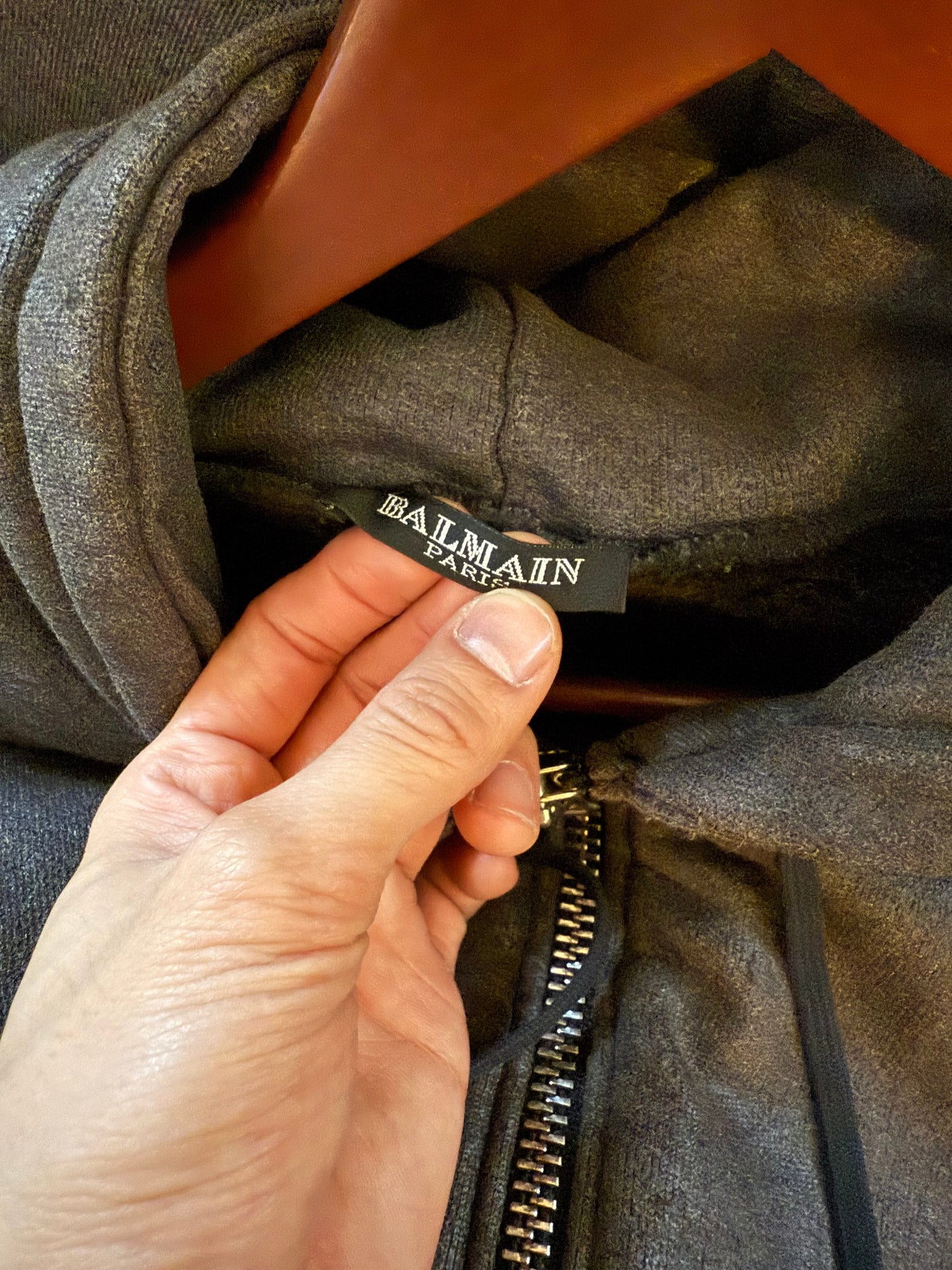 Balmain SS09 waxed zip hoodie