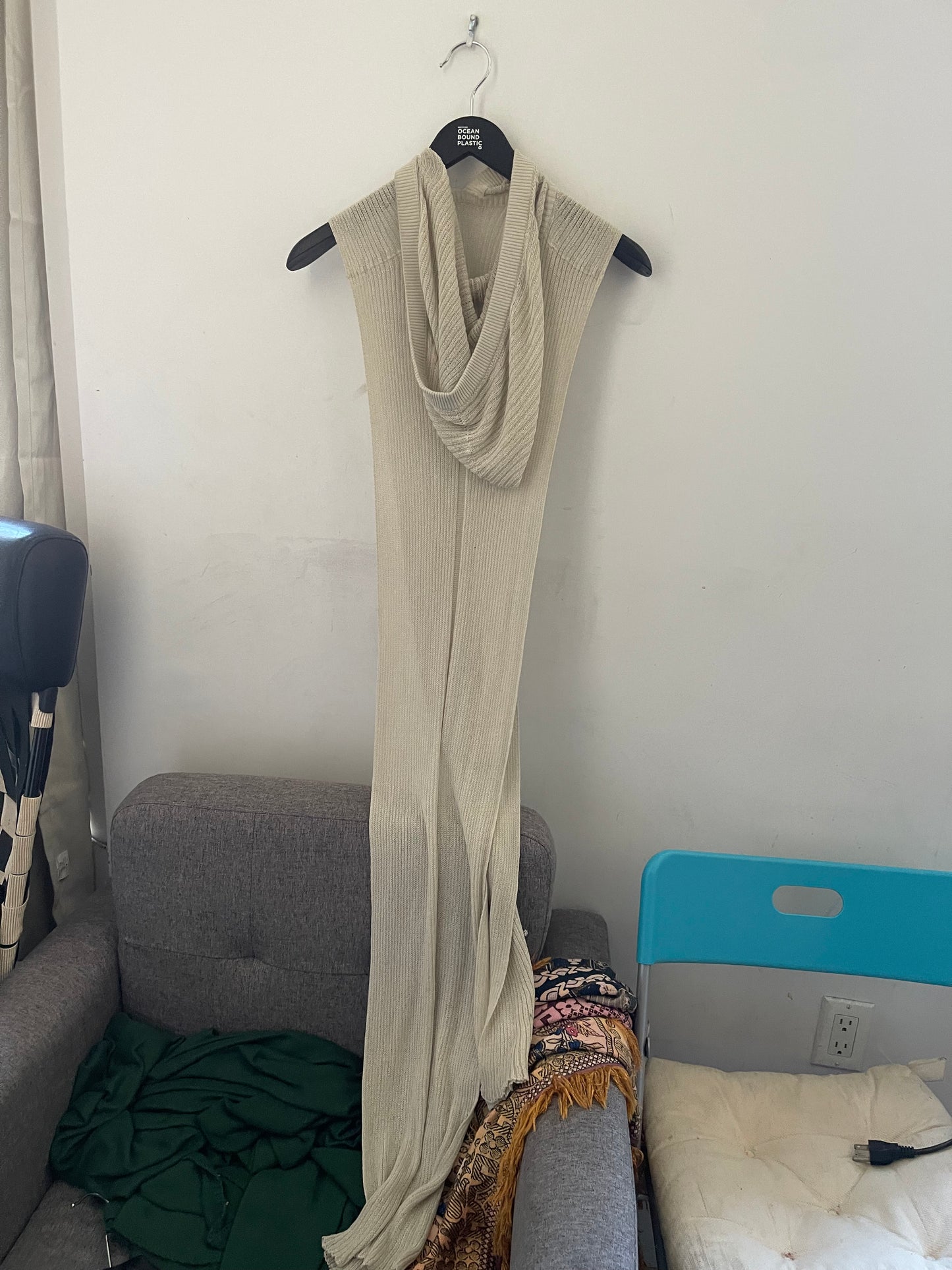 Rick Owens SS21 phleg ribbed hoodie scarf