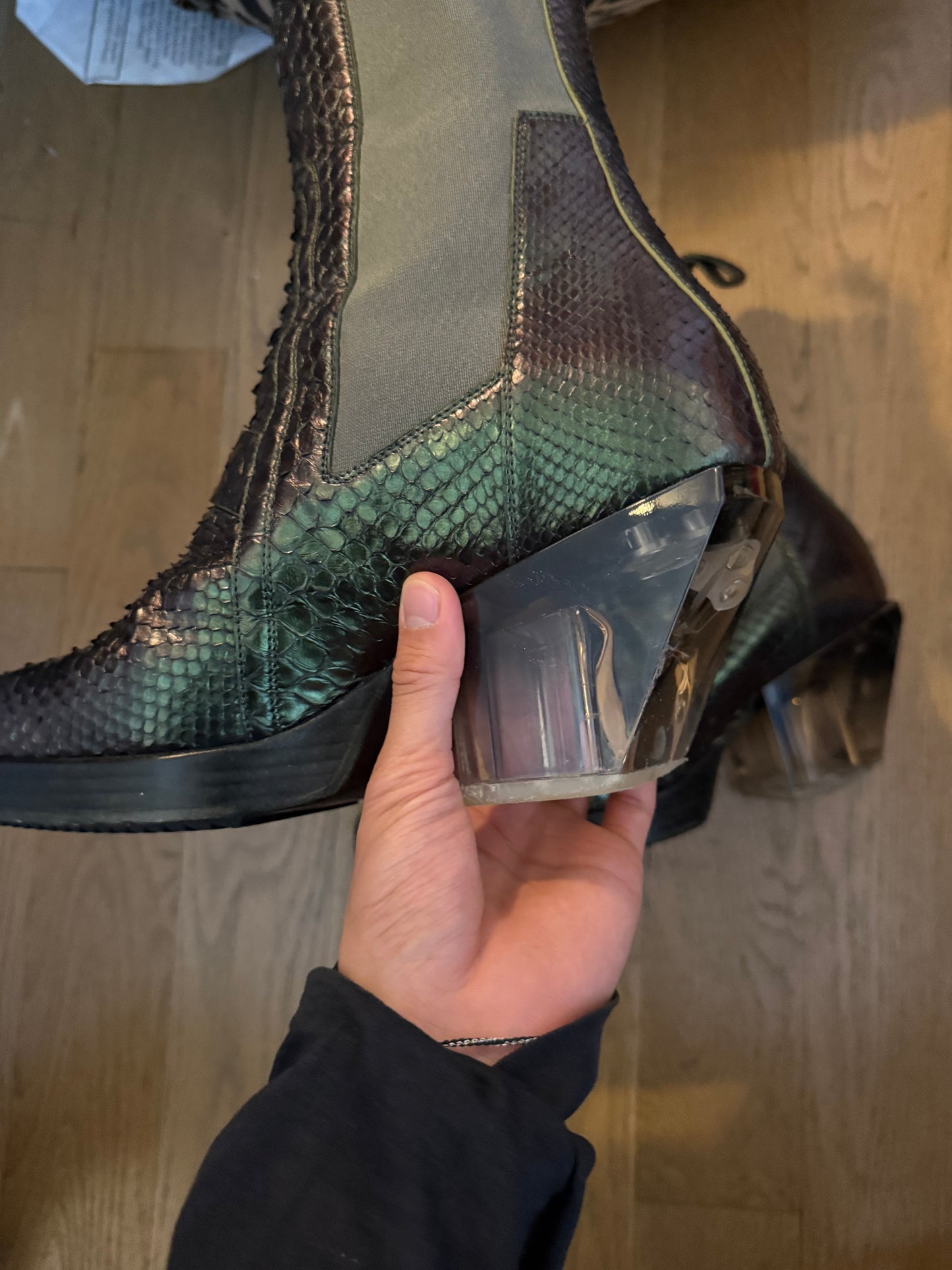 Rick Owens edfu python silver boots