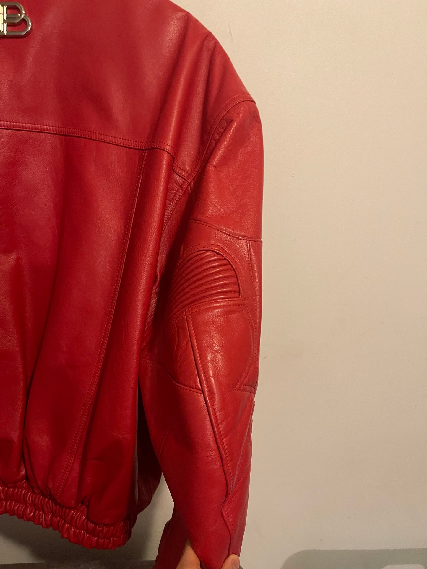 Balenciaga ss19 red moto leather jacket