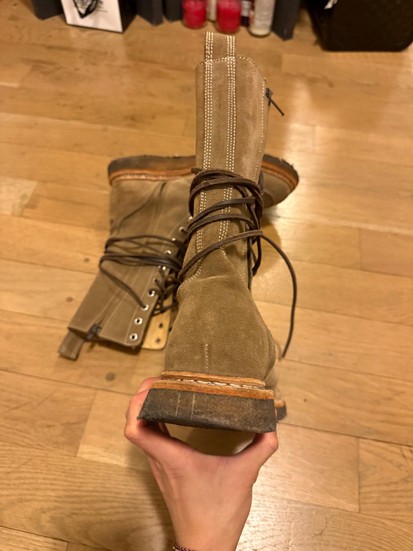 Balmain AW11 decarnin ranger tall boots suede