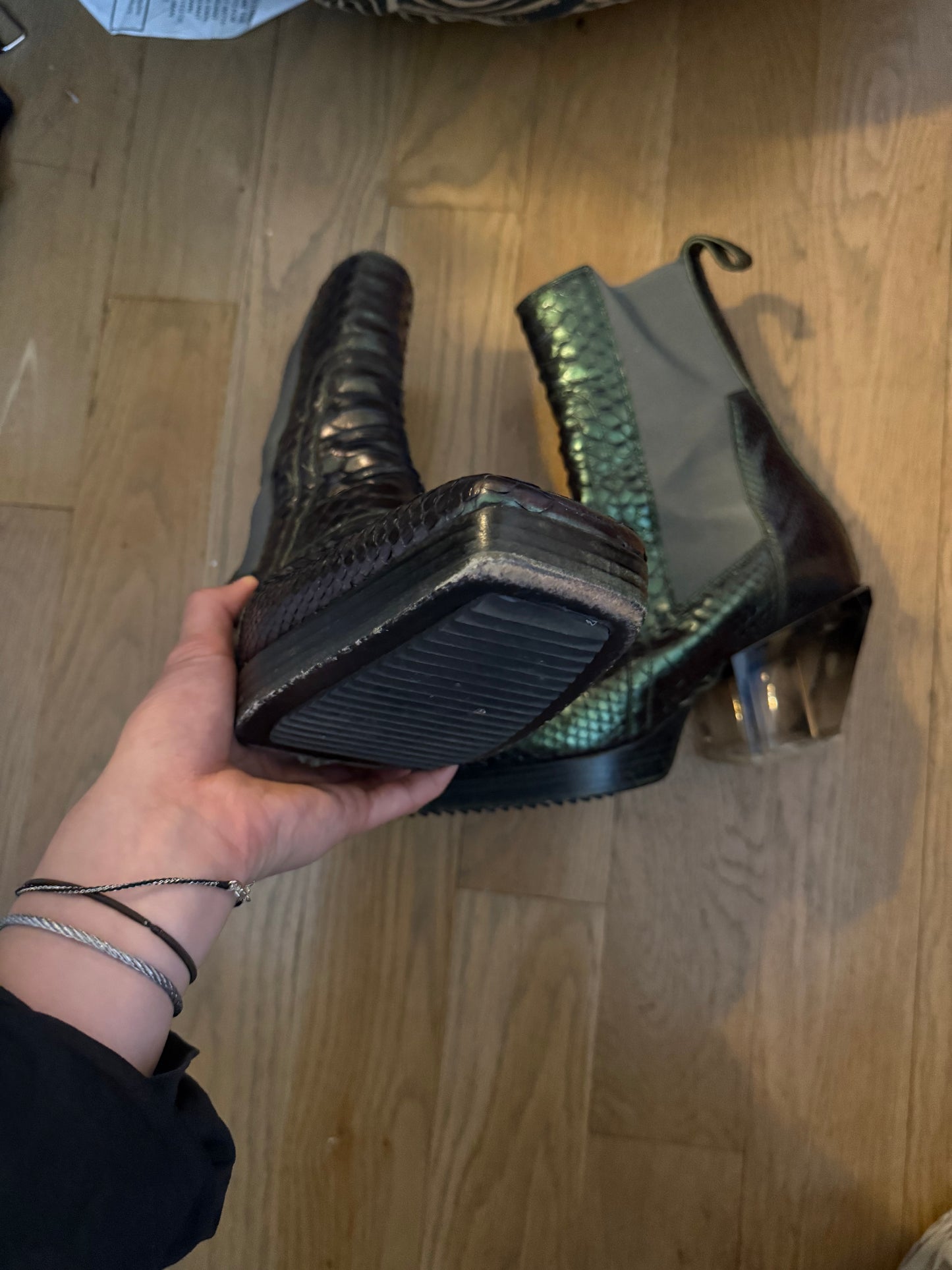 Rick Owens edfu python silver boots