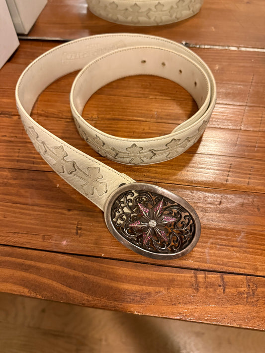 factory set diamond&sapphire star with white cross belt