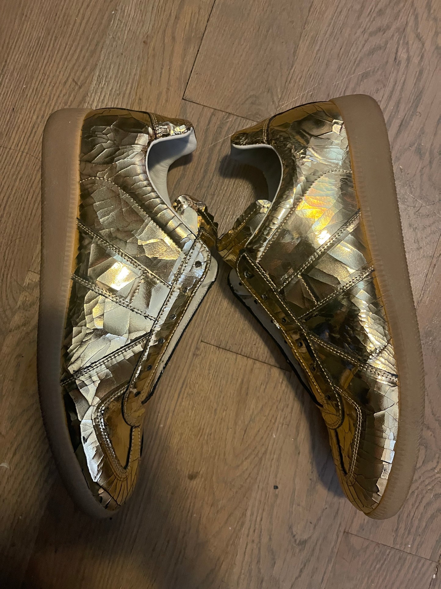 Maison Margiela gold replicas foil effect sneakers