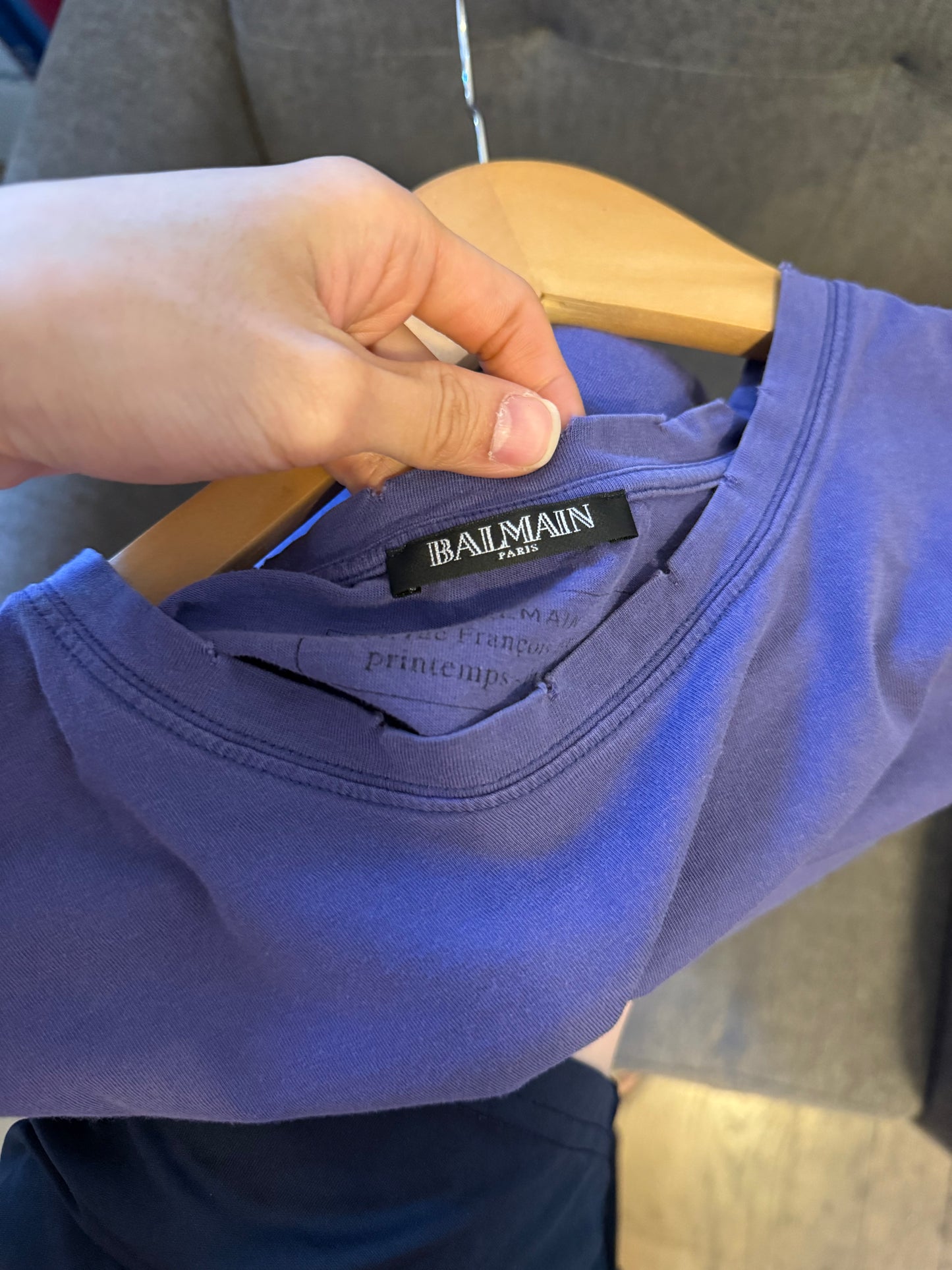 Balmain distressed 2015 t shirt size M purple