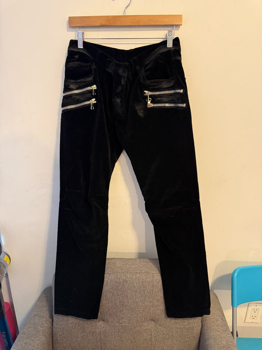 Balmain 4 zip waxed velour pants