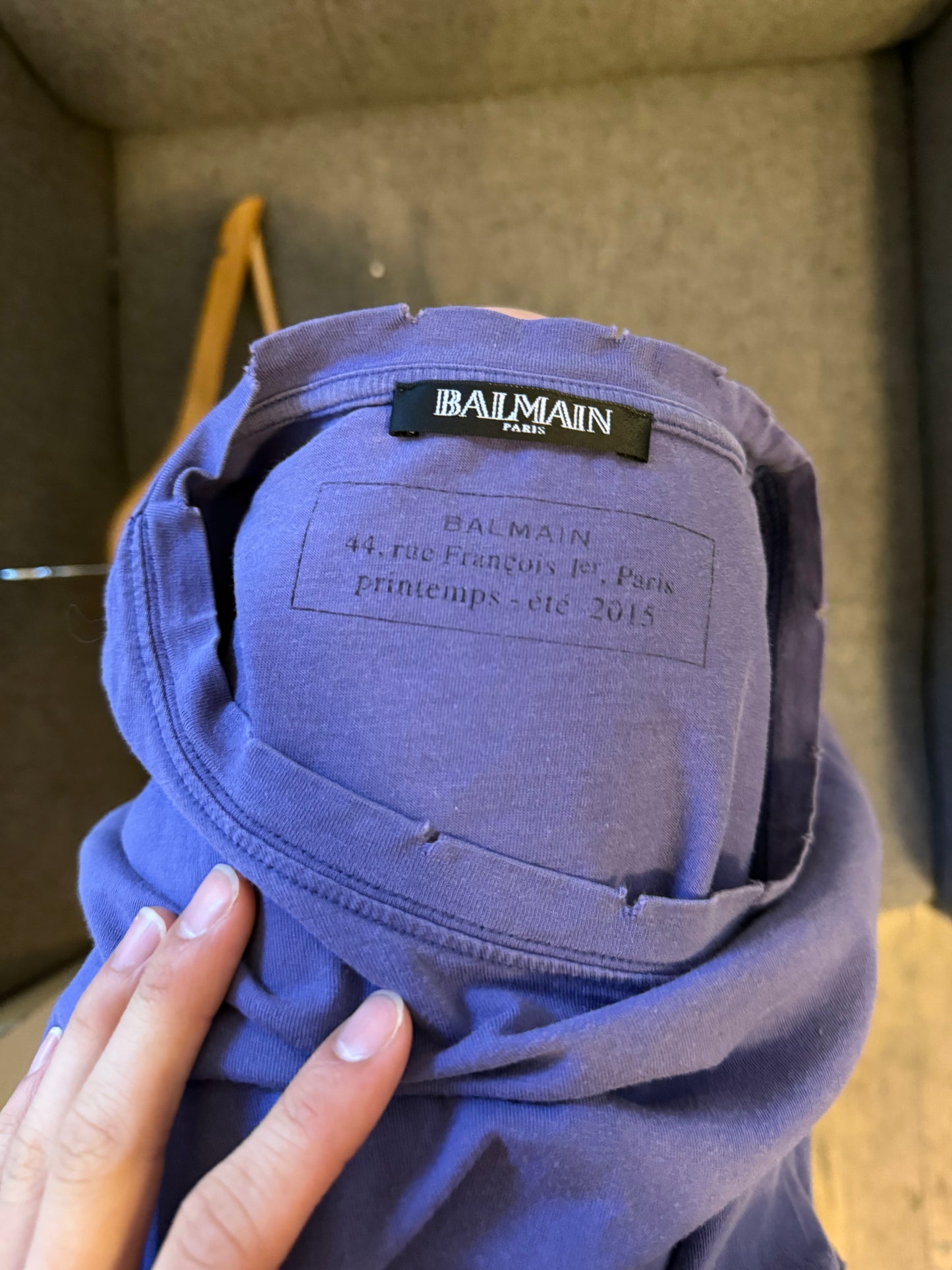 Balmain distressed 2015 t shirt size M purple