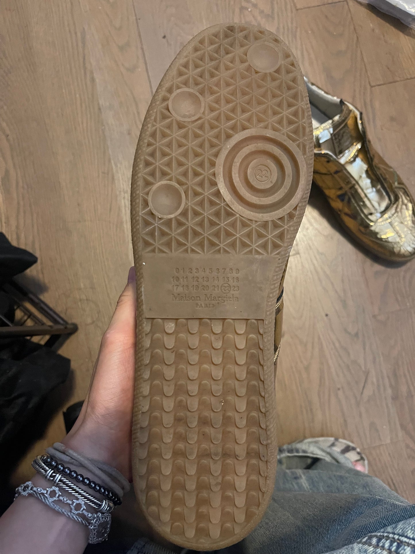 Maison Margiela gold replicas foil effect sneakers
