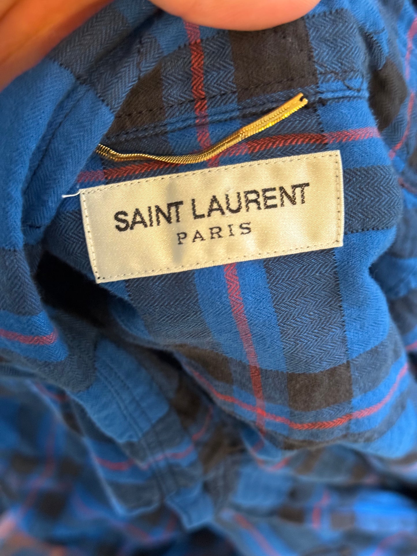 Saint Laurent FW15 bleached flannel elongated shirt