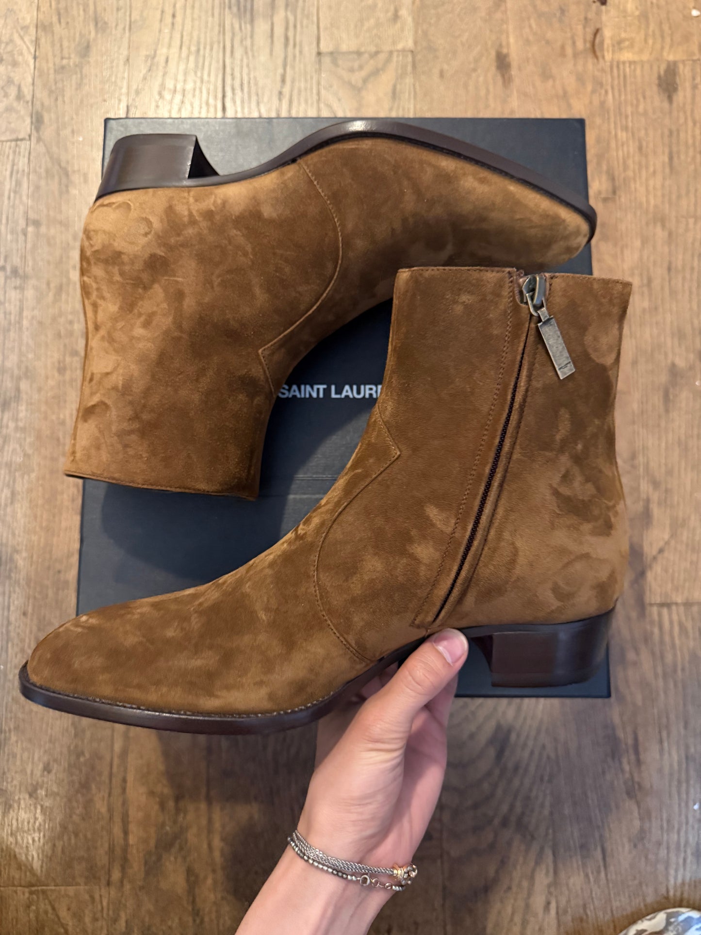 Saint Laurent 40MM Wyatt suede brown boots