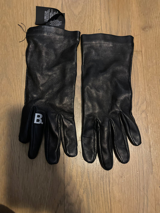 Balenciaga leather b ring gloves