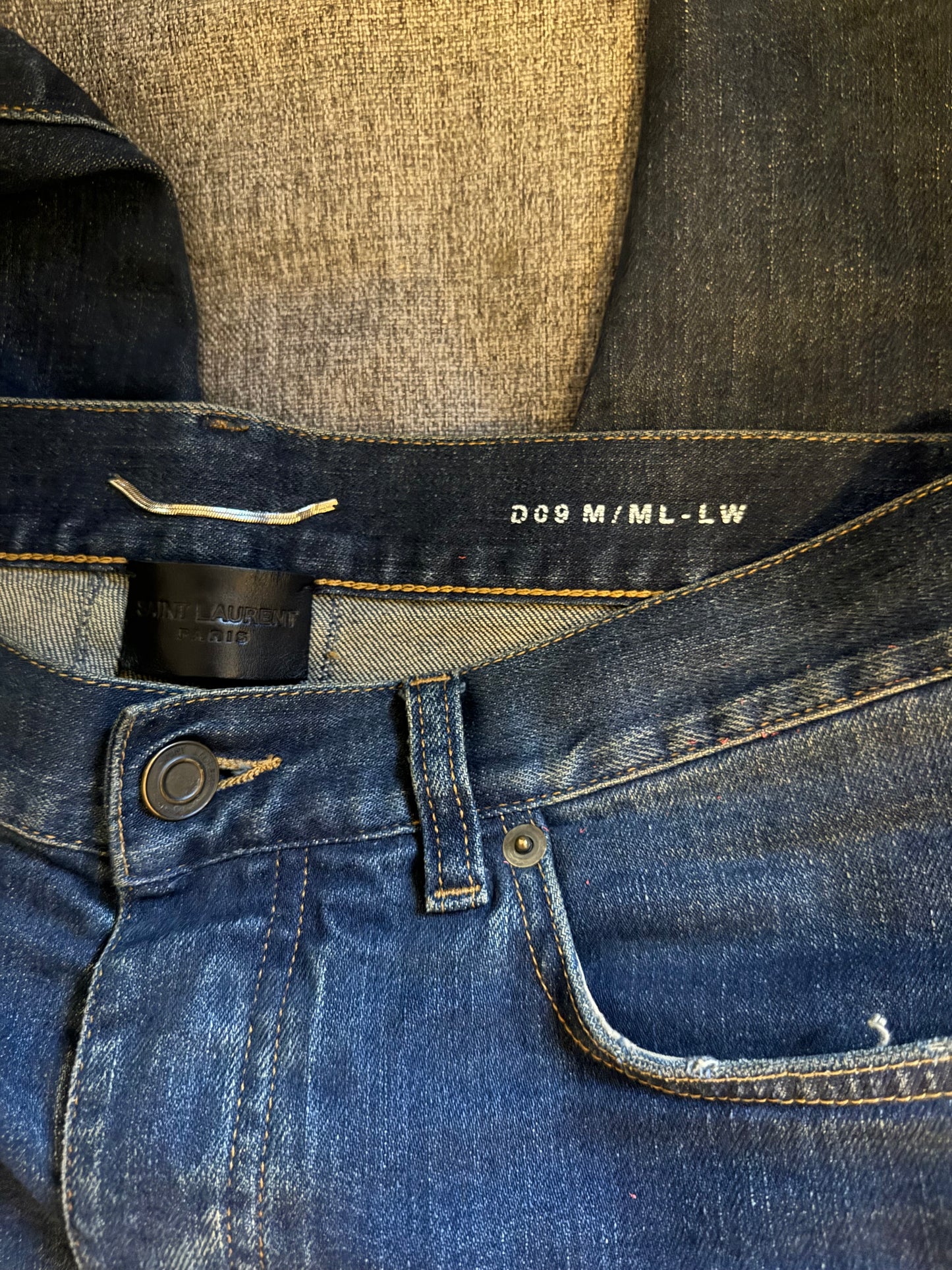 Saint Laurent dark blue d09 raw hem denim