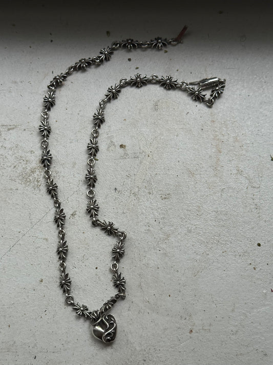 Chrome hearts heart & tiny e necklace