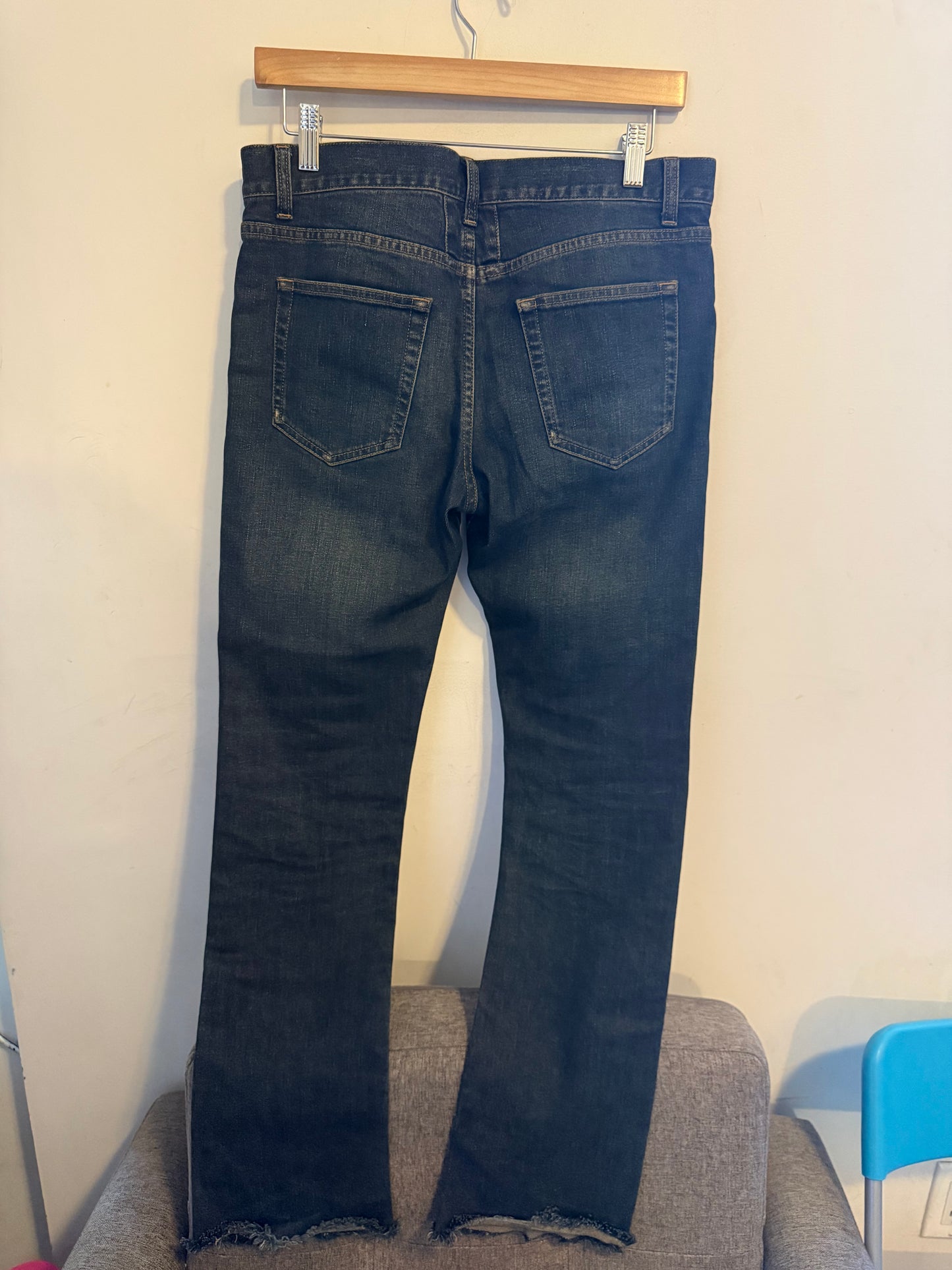 Saint Laurent dark blue d09 raw hem denim