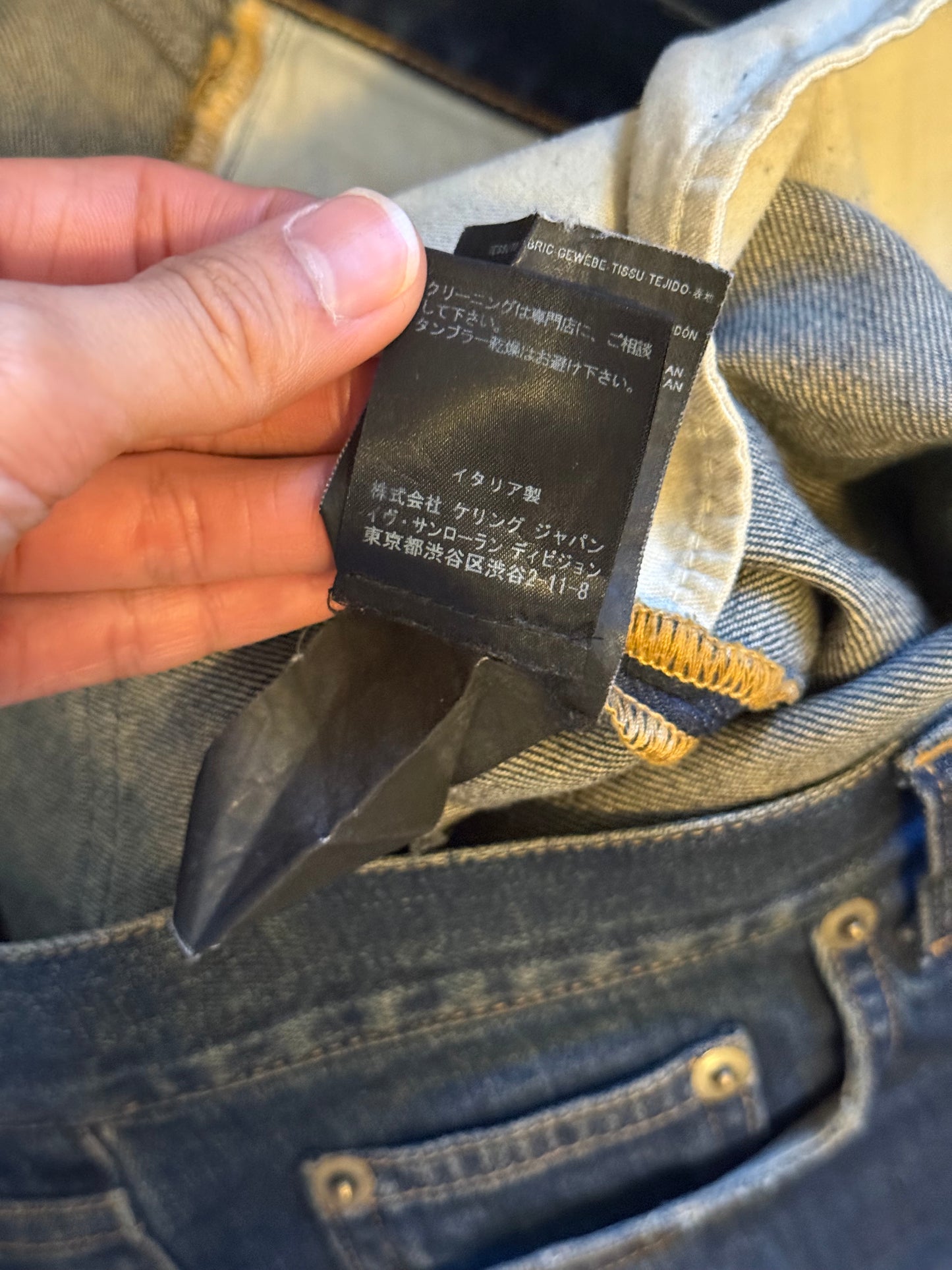 Saint Laurent dark blue d09 raw hem denim