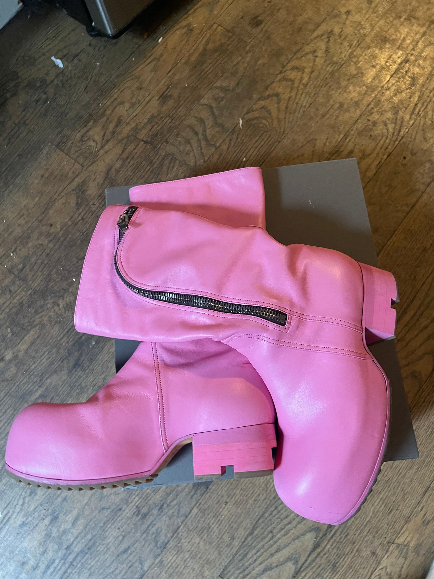 Rick Owens pop pink ballast Bauhaus boots