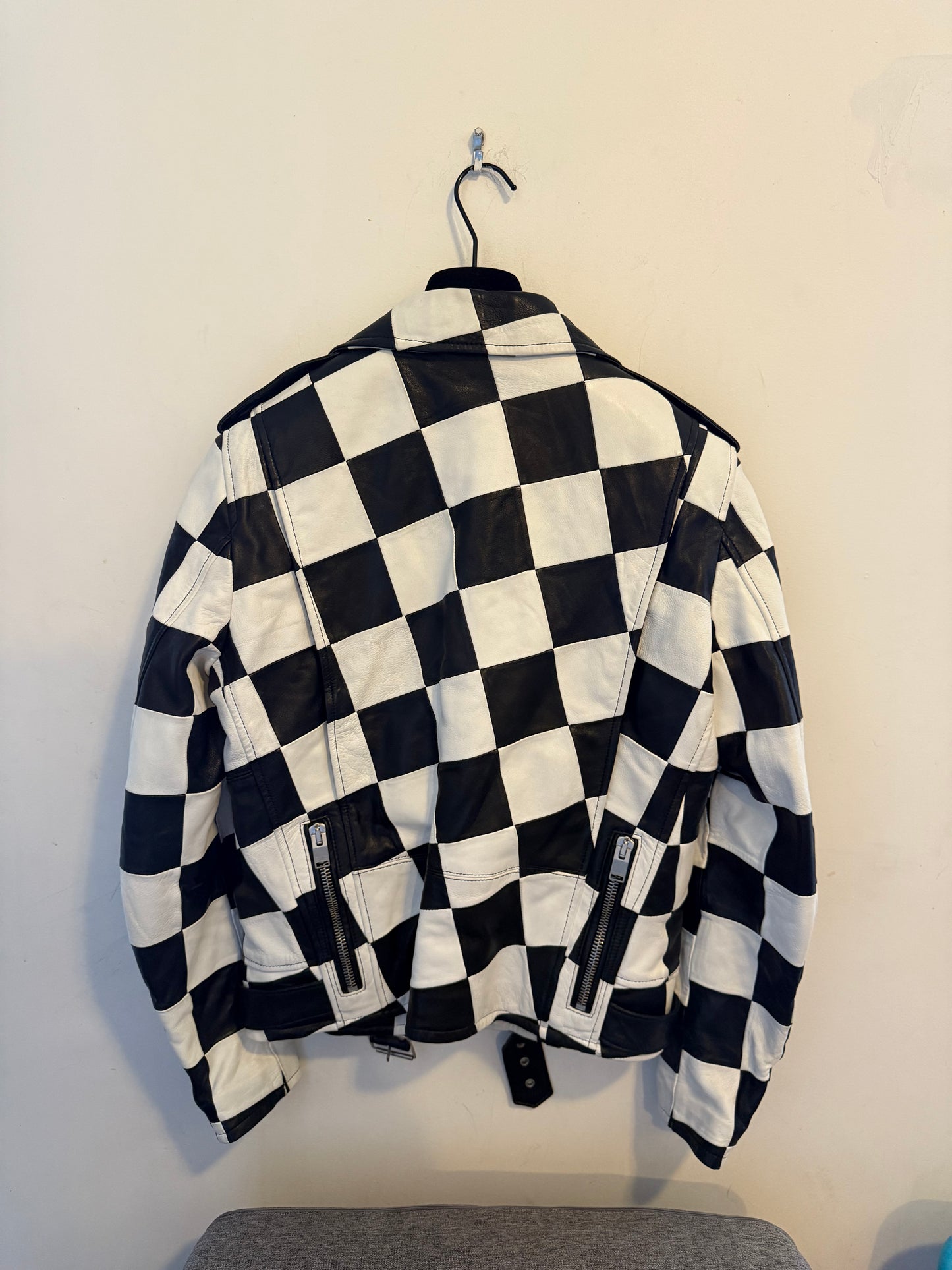 Saint laurent SS14 checkered damier multi zip jacket