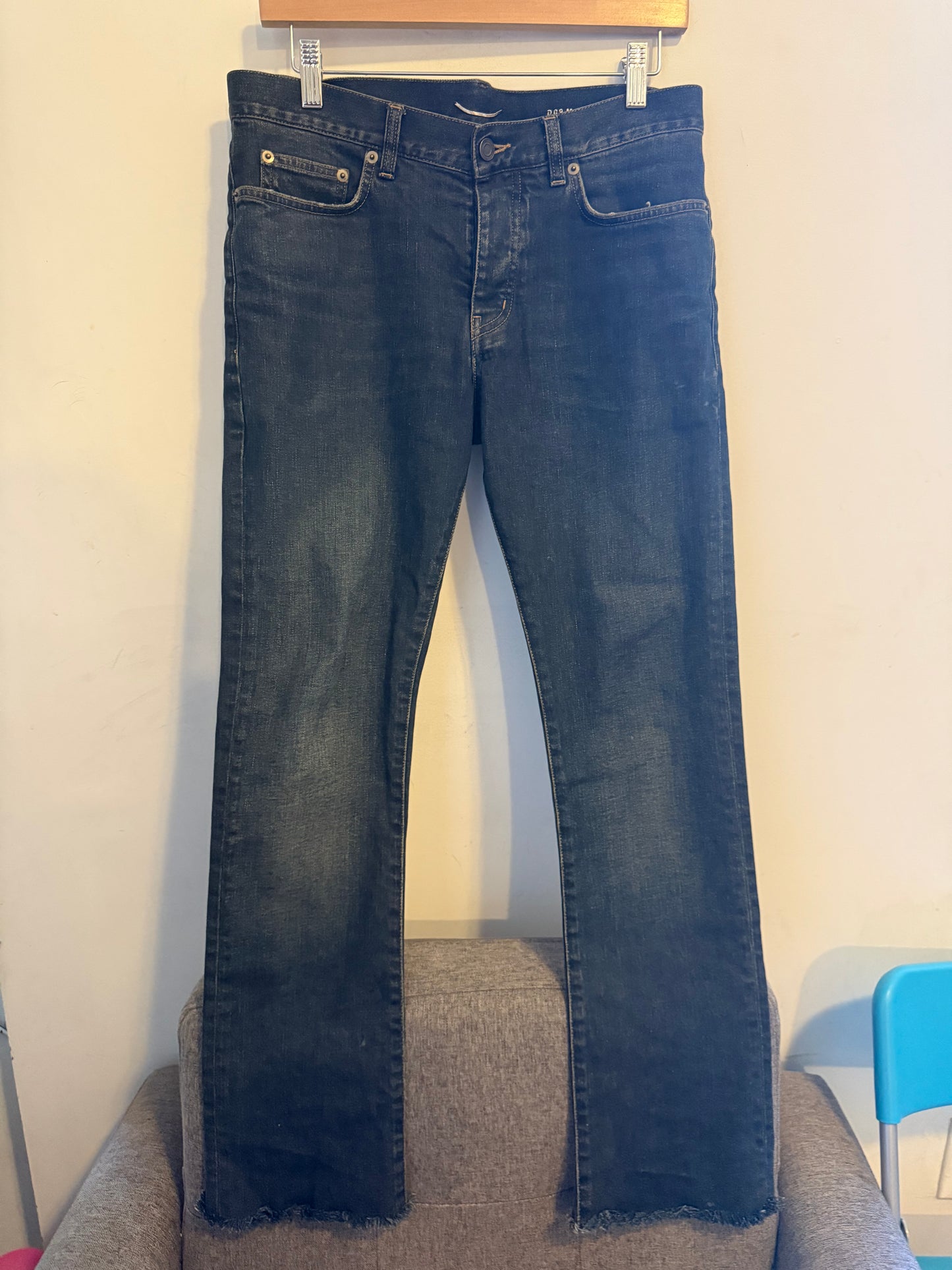 Saint Laurent dark blue d09 raw hem denim