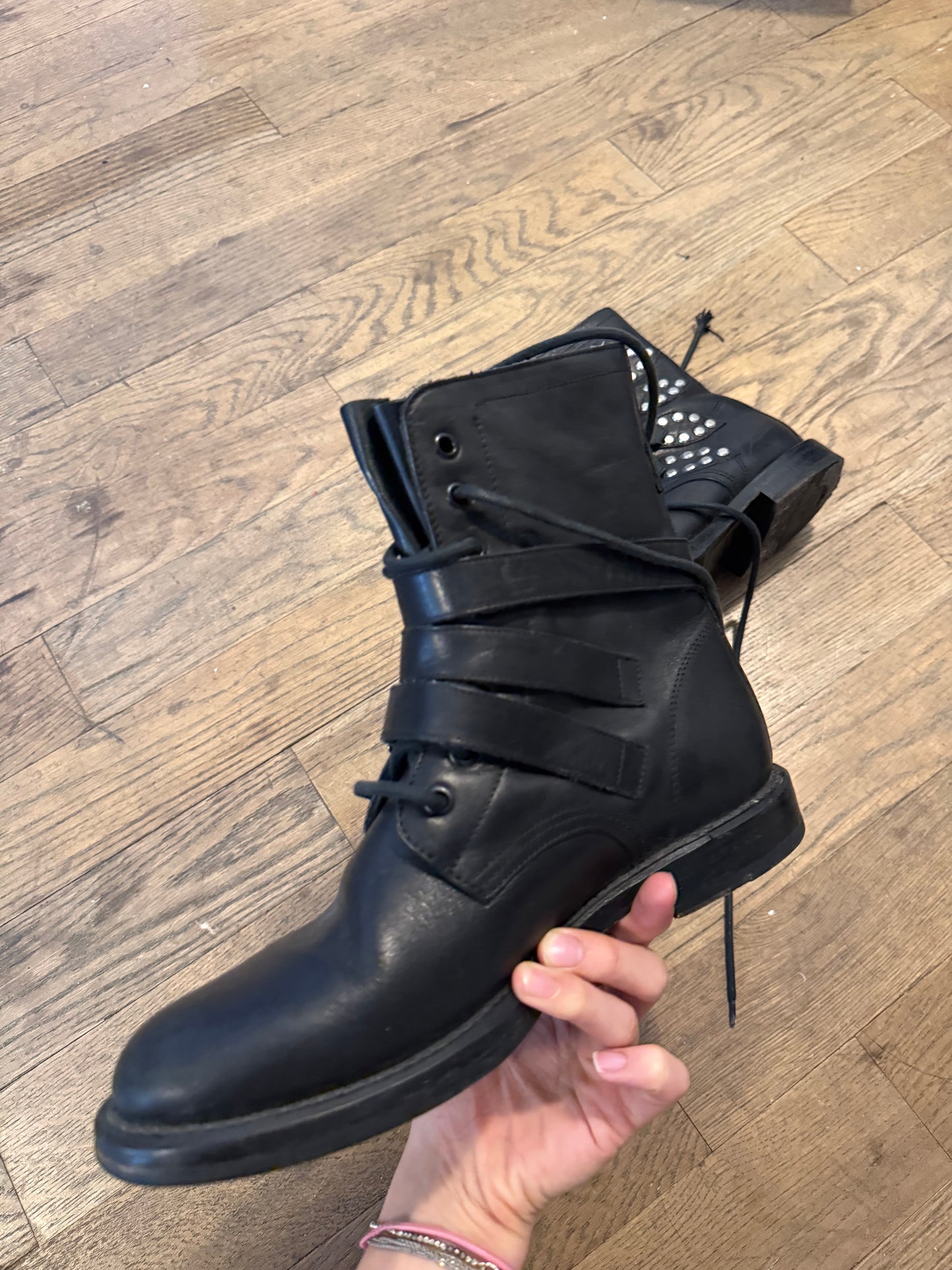 Saint Laurent buckle ranger boots