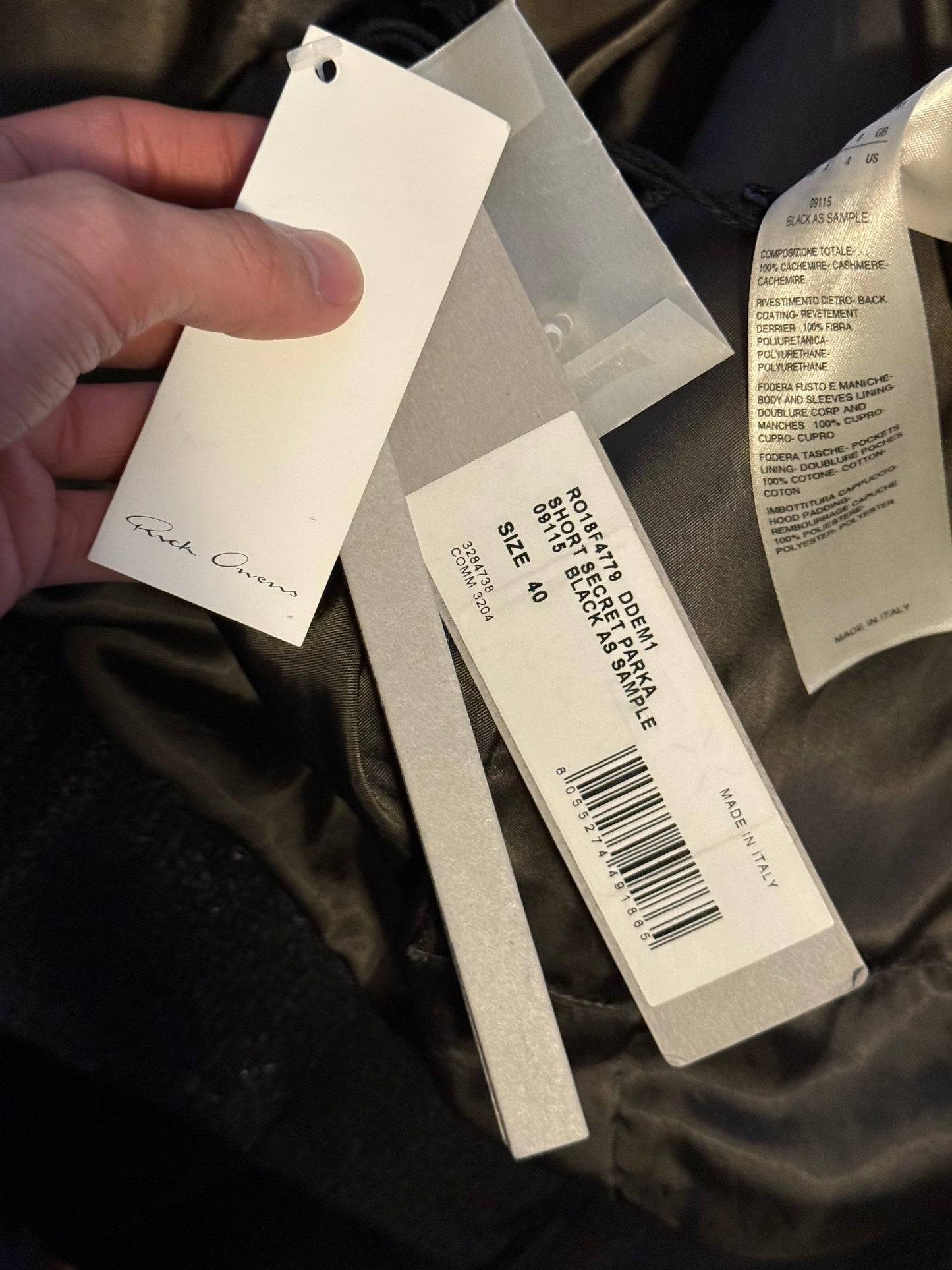 Rick Owens AW16 short secret parka sz 40