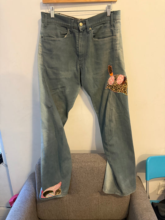 Levis engineer twisted seam bleach pants skoloct patches