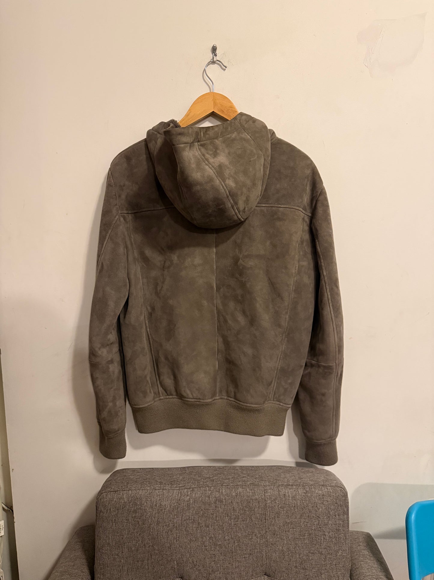 Berluti mockneck nubuck shearling jacket