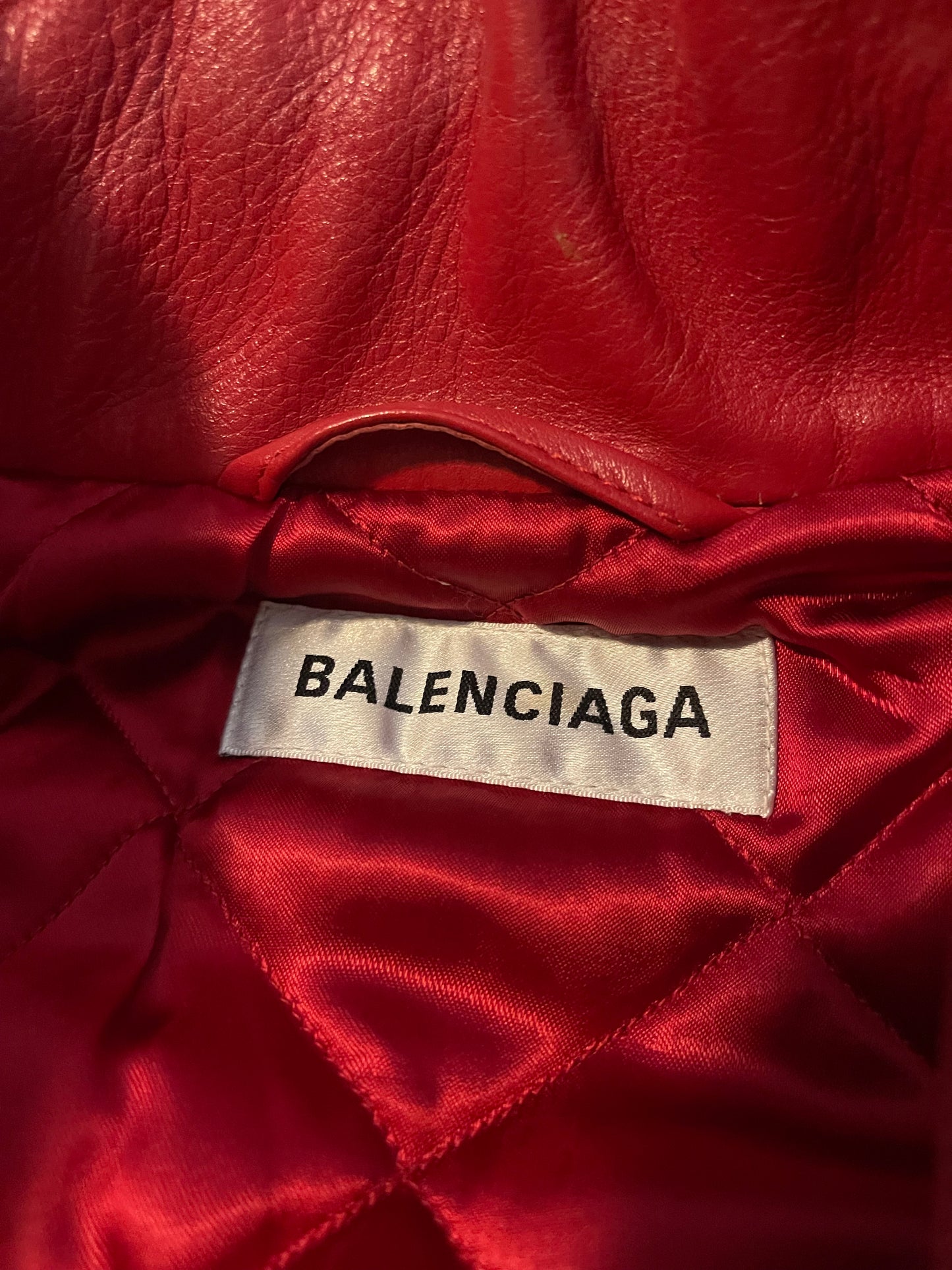 Balenciaga ss19 red moto leather jacket