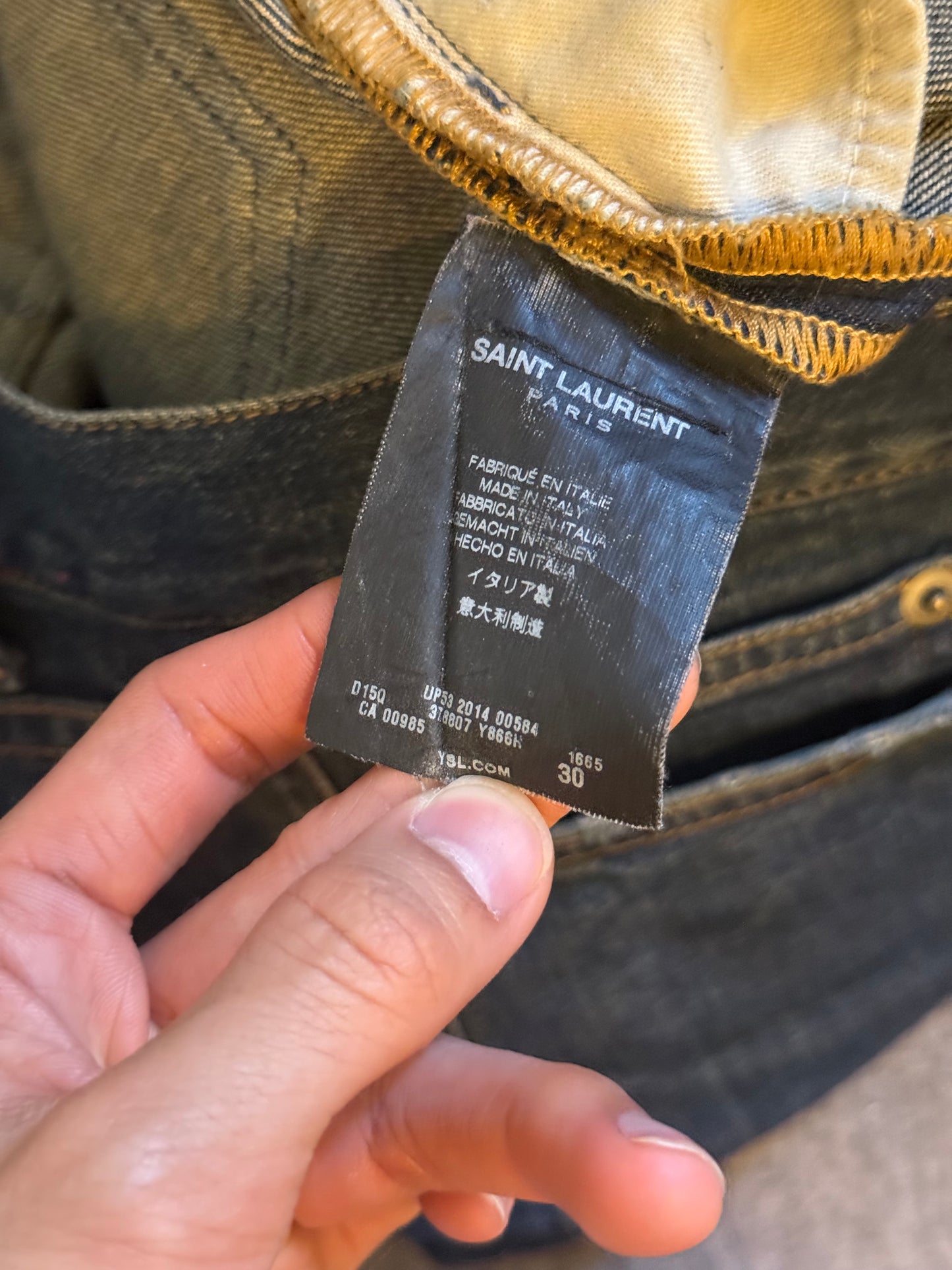 Saint Laurent dark blue d09 raw hem denim