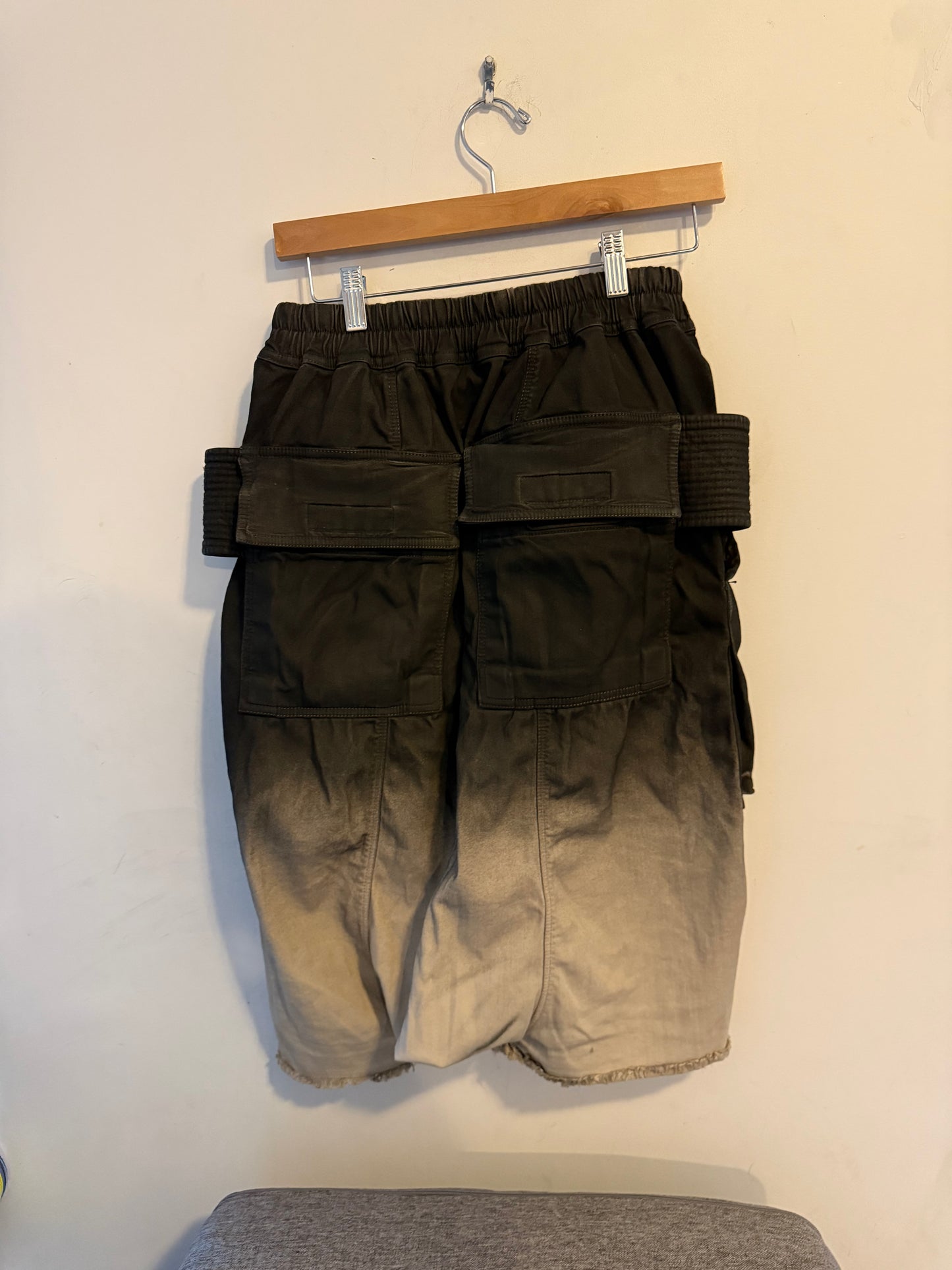 Rick Owen’s SS22 creatch bleached cargo shorts