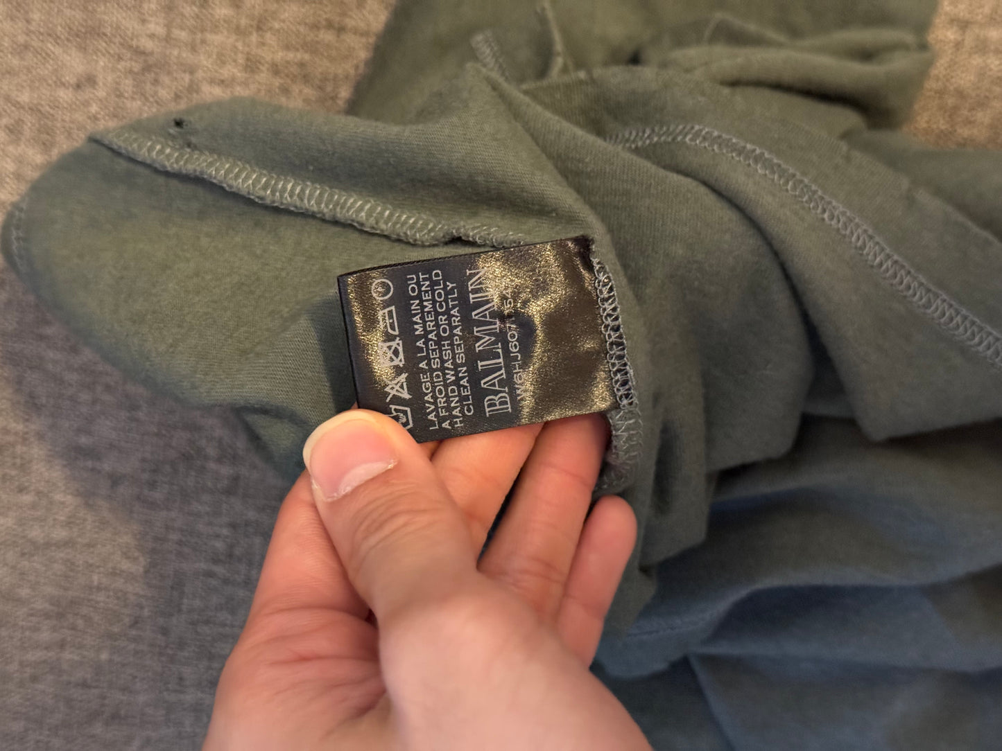 Balmain distressed 2016 t shirt size XL green olive