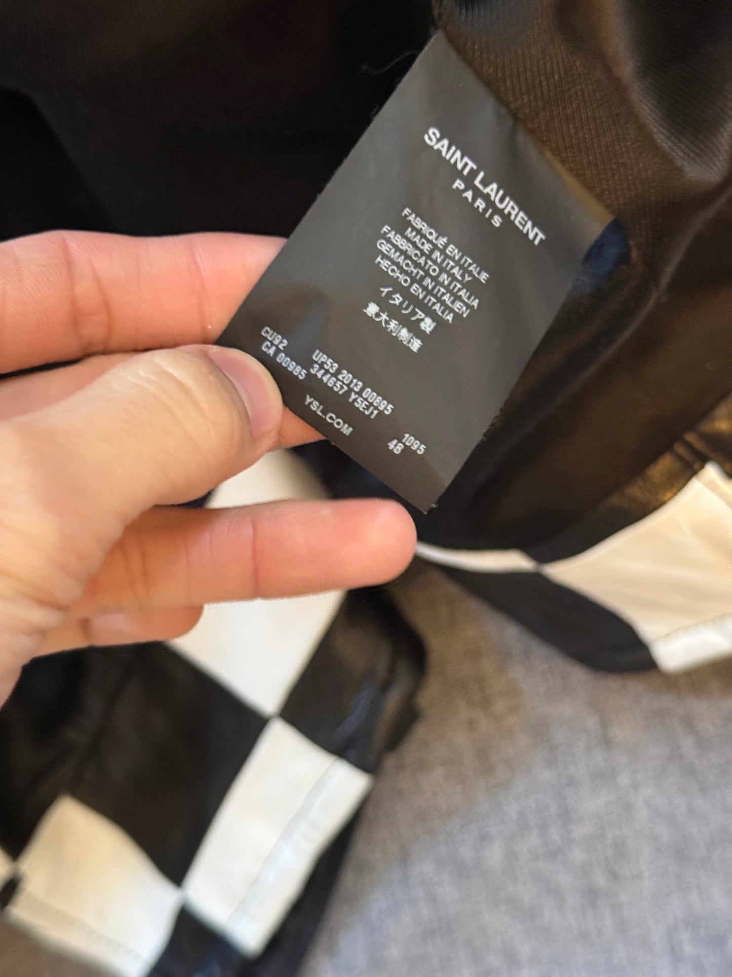 Saint laurent SS14 checkered damier multi zip jacket