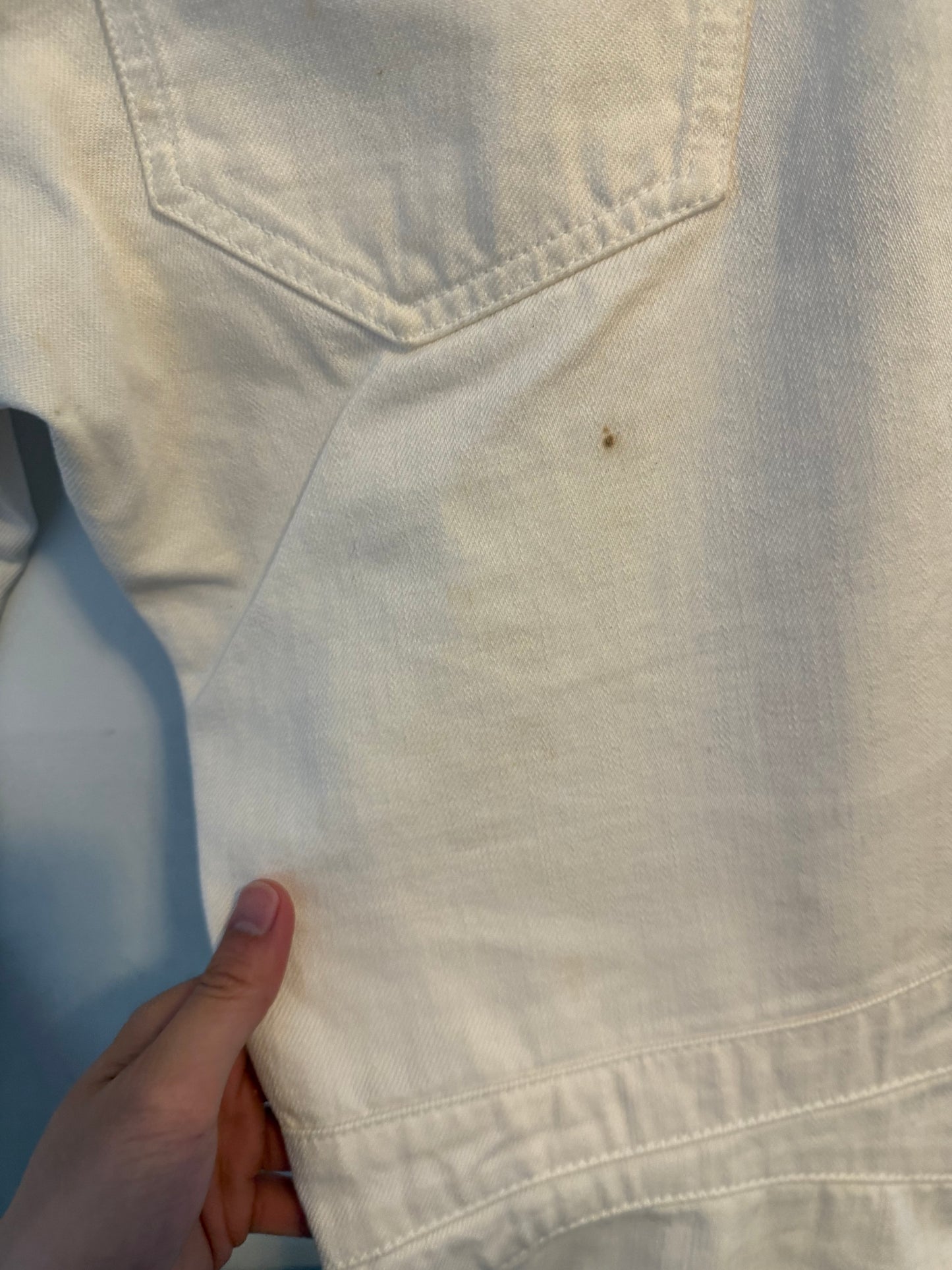 Balmain moto pants full length white denim olivier