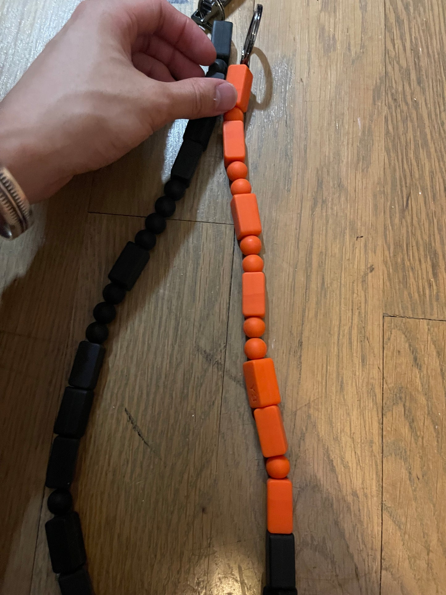 Yohji yamamoto long wallet chain beaded orange and black