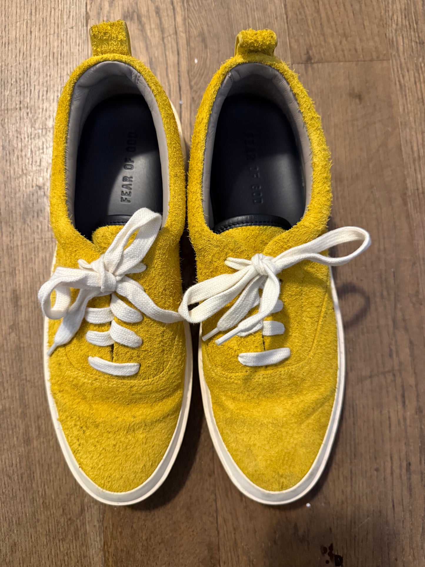 Fear of god suede skate lows in yellow suede